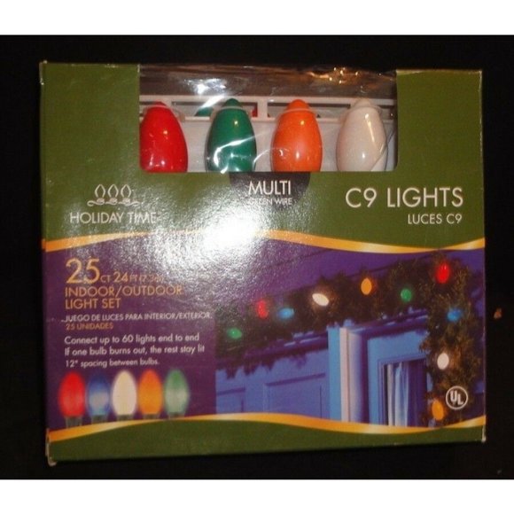 Holiday Time Christmas Xmas Indoor Outdoor C9 Light Bulb String Lights Decor - Picture 1 of 4